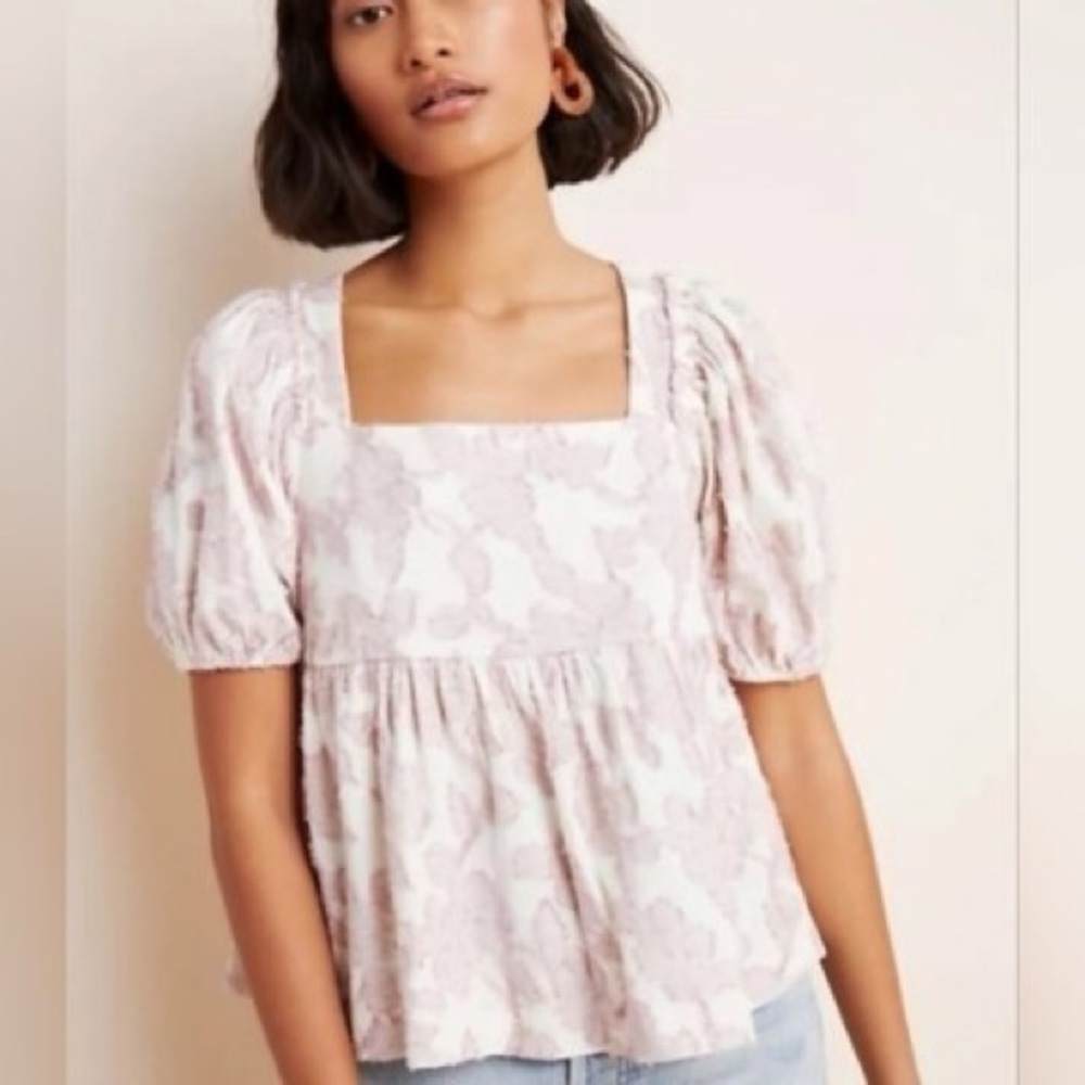 Anthropologie Blush Floral Blouse